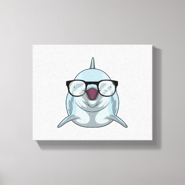 Dolphin als Nerd mit Brille Leinwanddruck (Vorderseite)