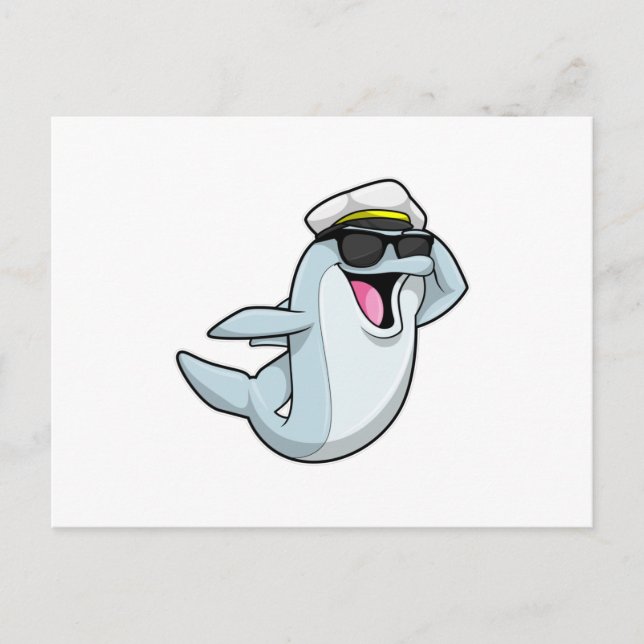 Dolphin als Polizist mit Polizeihut Postkarte (Vorderseite)