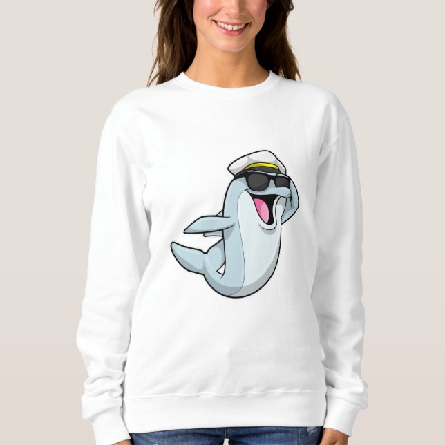 Dolphin als Polizist mit Polizeihut Sweatshirt (Vorderseite)