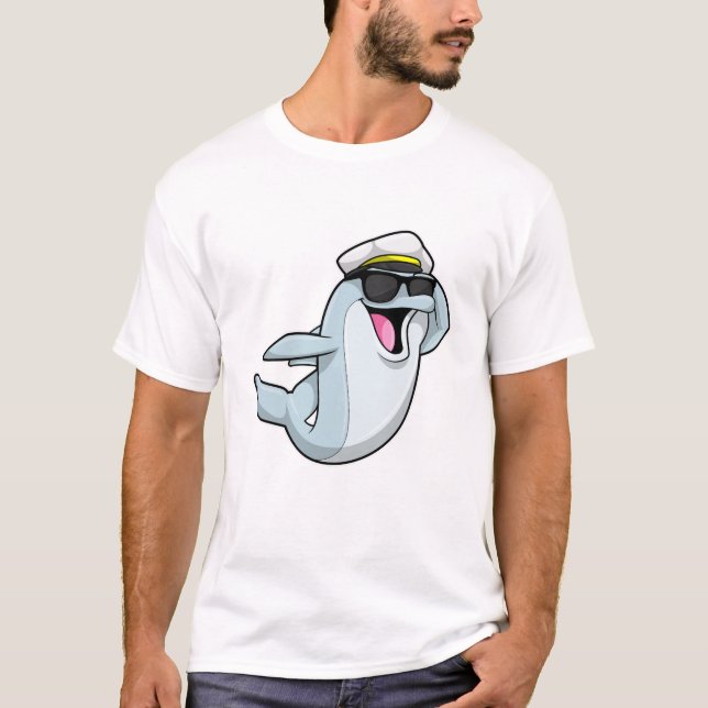 Dolphin als Polizist mit Polizeihut T-Shirt (Vorderseite)