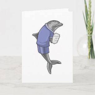 Dolphin als Sekretär mit Papierstapel Karte