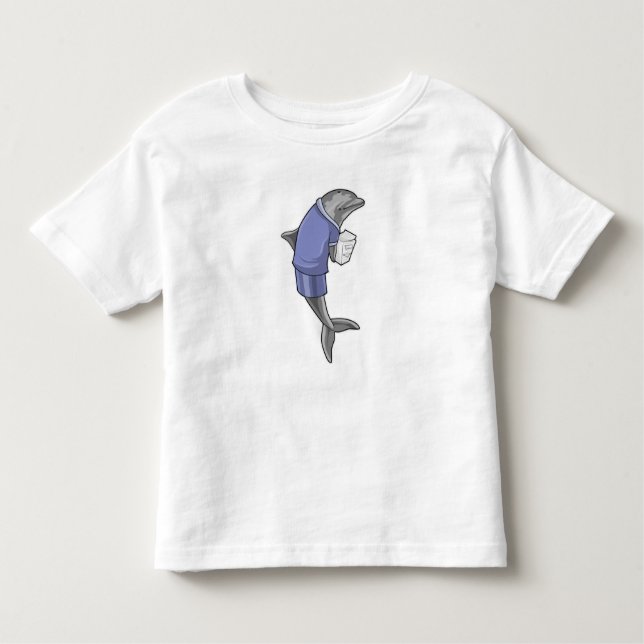 Dolphin als Sekretär mit Papierstapel Kleinkind T-shirt (Vorderseite)