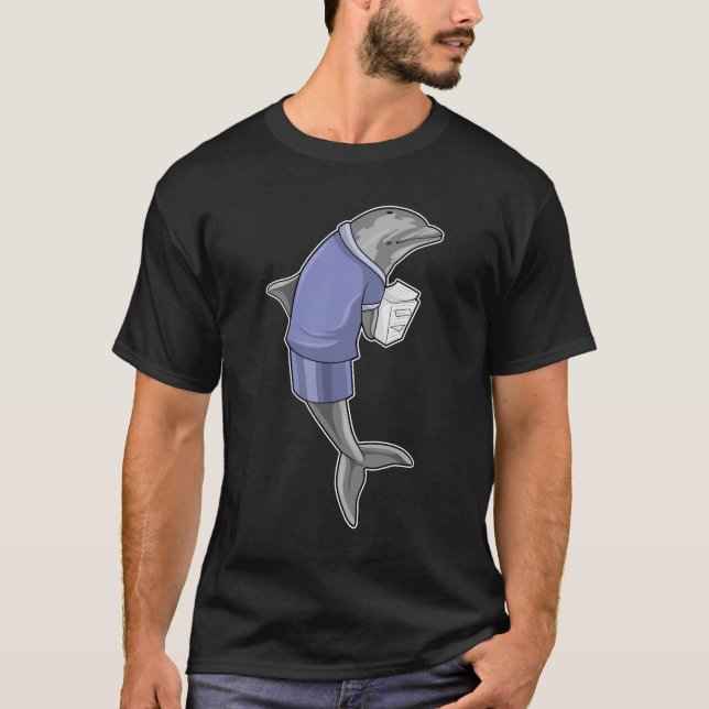 Dolphin als Sekretär mit Papierstapel T-Shirt (Vorderseite)
