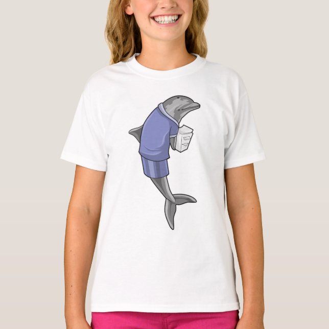 Dolphin als Sekretär mit Papierstapel T-Shirt (Vorderseite)
