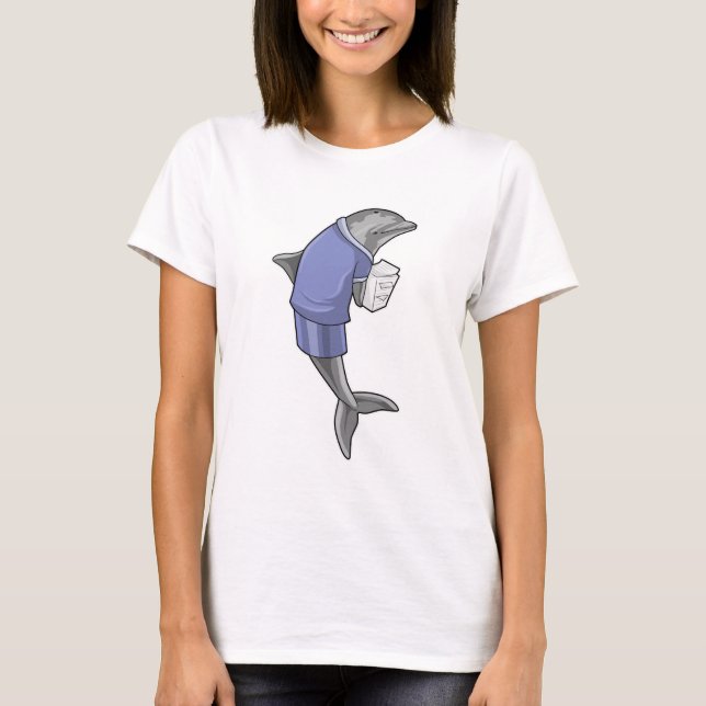 Dolphin als Sekretär mit Papierstapel T-Shirt (Vorderseite)