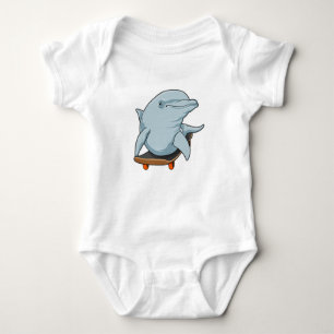Dolphin als Skater mit Skateboard Baby Strampler