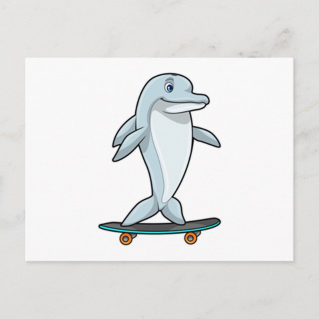 Dolphin als Skater mit Skateboard Postkarte (Vorderseite)