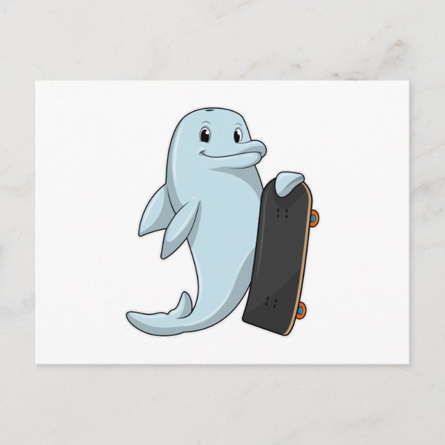 Dolphin als Skater mit Skateboard Postkarte (Vorderseite)