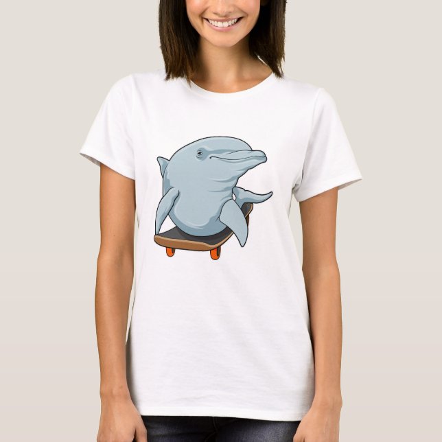 Dolphin als Skater mit Skateboard T-Shirt (Vorderseite)