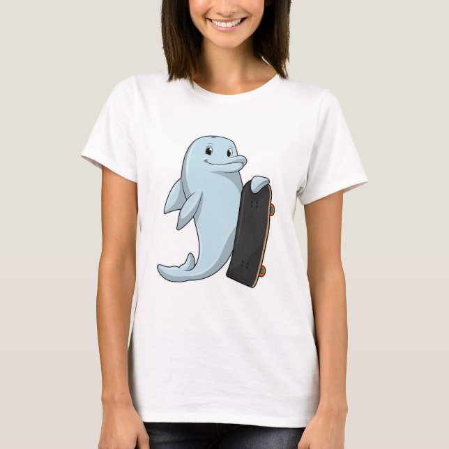 Dolphin als Skater mit Skateboard T-Shirt (Vorderseite)