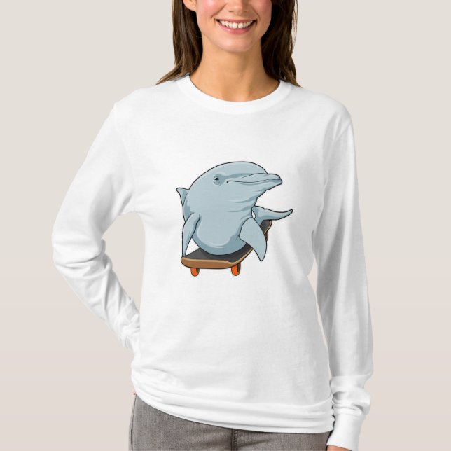 Dolphin als Skater mit Skateboard T-Shirt (Vorderseite)