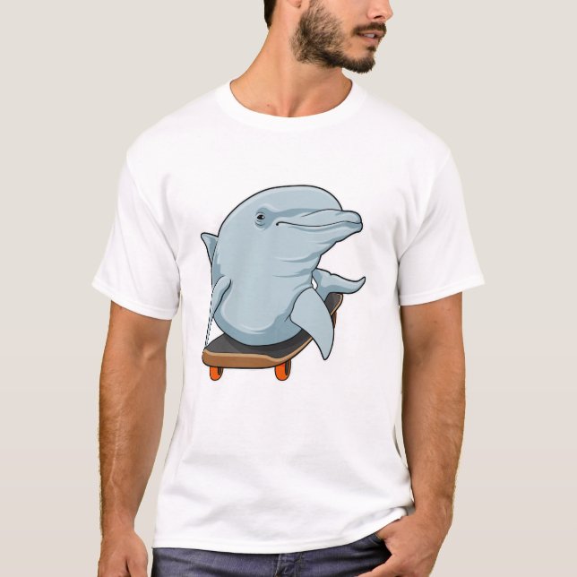 Dolphin als Skater mit Skateboard T-Shirt (Vorderseite)