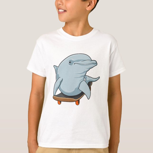 Dolphin als Skater mit Skateboard T-Shirt (Vorderseite)