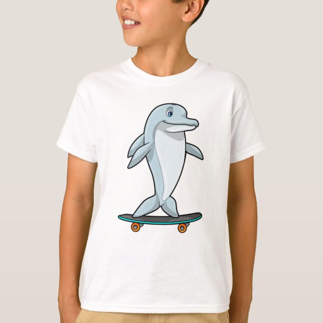 Dolphin als Skater mit Skateboard T-Shirt (Vorderseite)