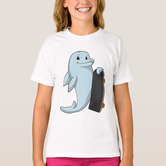 Dolphin als Skater mit Skateboard T-Shirt (Vorderseite)