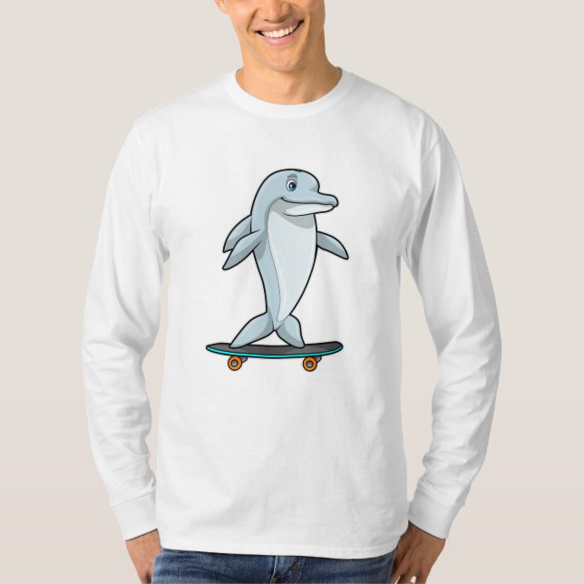 Dolphin als Skater mit Skateboard T-Shirt (Vorderseite)