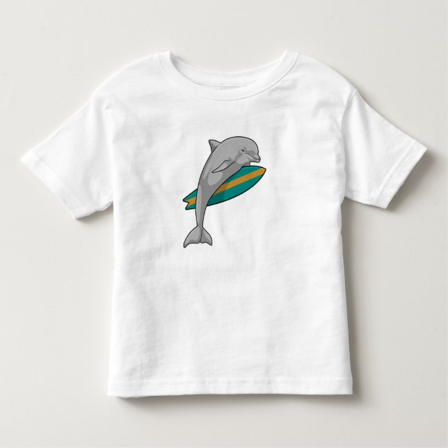 Dolphin als Surfer mit Surfbrett Kleinkind T-shirt (Vorderseite)