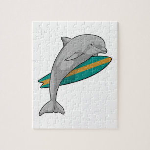 Dolphin als Surfer mit Surfbrett Puzzle