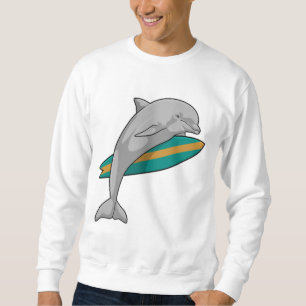 Dolphin als Surfer mit Surfbrett Sweatshirt