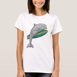 Dolphin als Surfer mit Surfbrett T-Shirt
