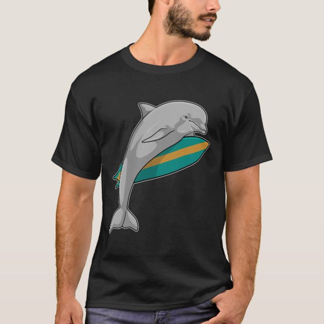 Dolphin als Surfer mit Surfbrett T-Shirt (Vorderseite)
