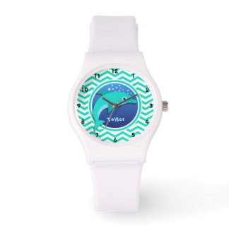 Dolphin; Aqua Green Zickzack Armbanduhr