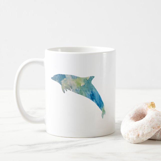 Dolphin-Aquarellmalerei Tasse (Mit Donut)