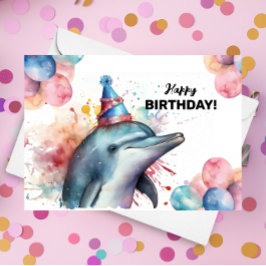 Dolphin Aquarium Sea Niedliches Glück Geburtstag Karte