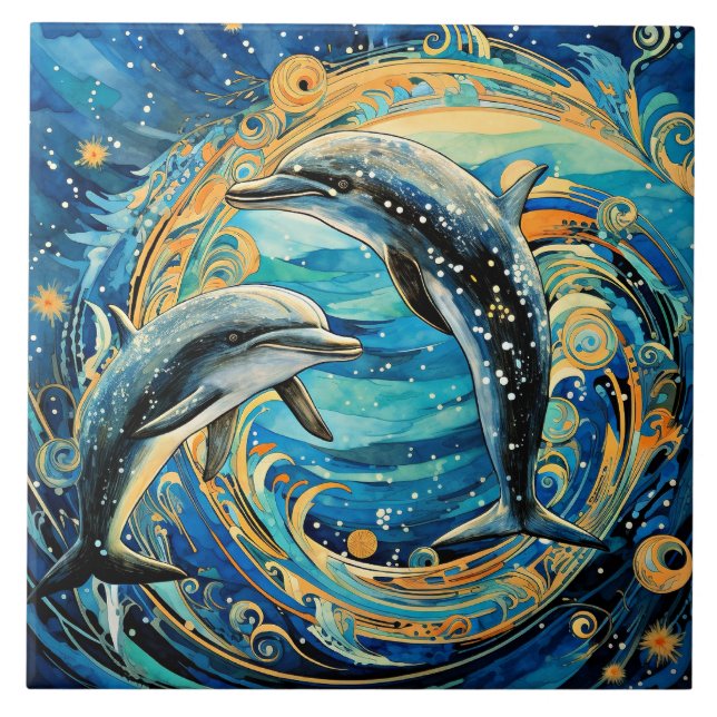 Dolphin Art Fliese (Vorderseite)