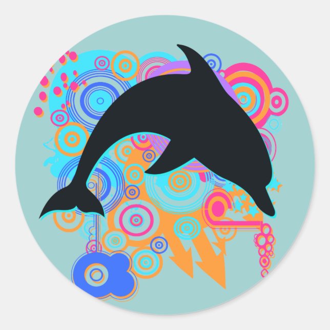 Dolphin Art Runder Aufkleber (Vorderseite)