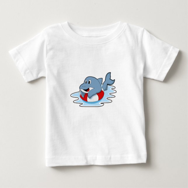 Dolphin at Swimming with Swim ring. Baby T-shirt (Vorderseite)