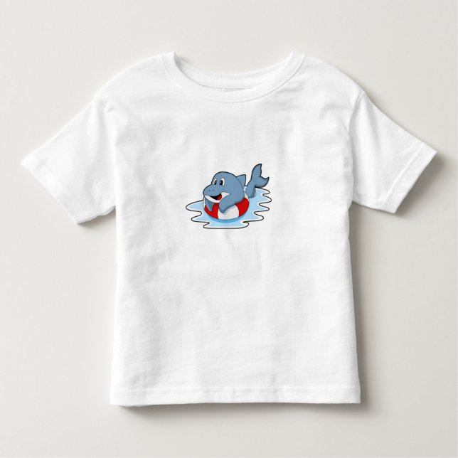 Dolphin at Swimming with Swim ring. Kleinkind T-shirt (Vorderseite)