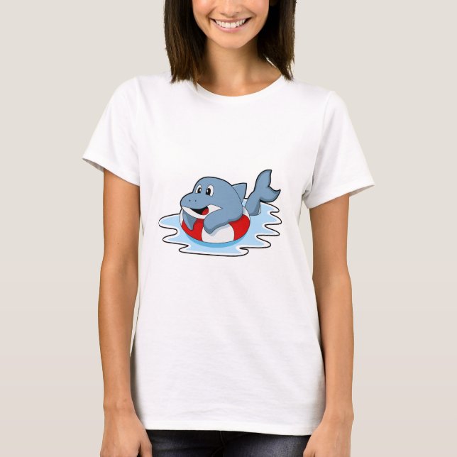 Dolphin at Swimming with Swim ring. T-Shirt (Vorderseite)