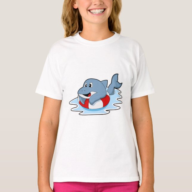 Dolphin at Swimming with Swim ring. T-Shirt (Vorderseite)