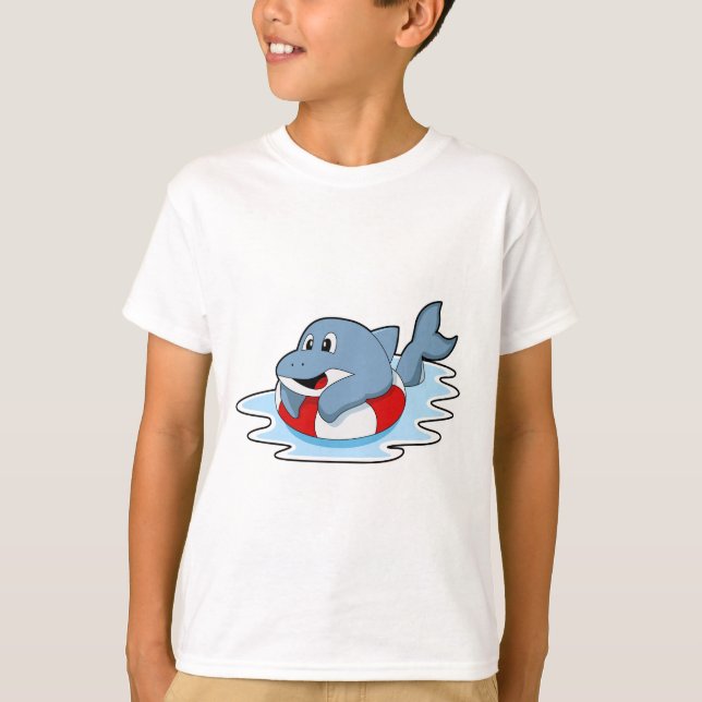 Dolphin at Swimming with Swim ring. T-Shirt (Vorderseite)