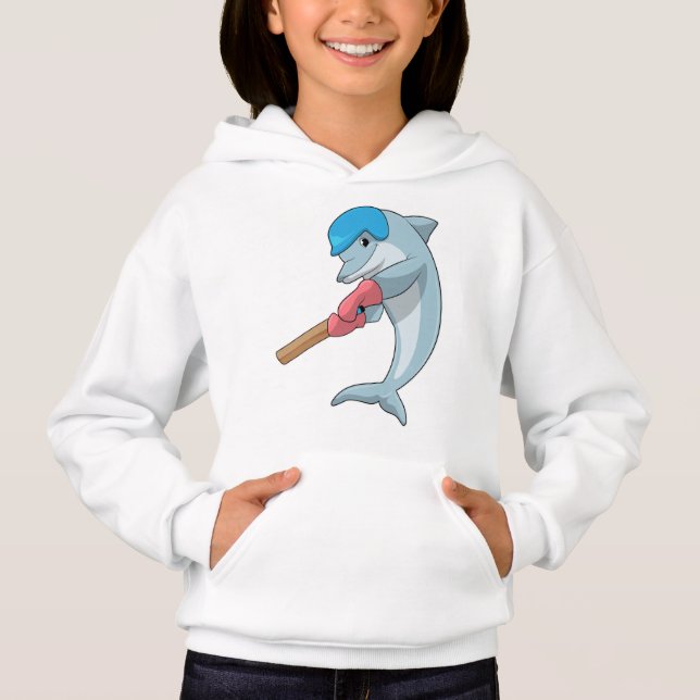 Dolphin auf Cricket mit Cricket-Fledermaus Hoodie (Vorderseite)