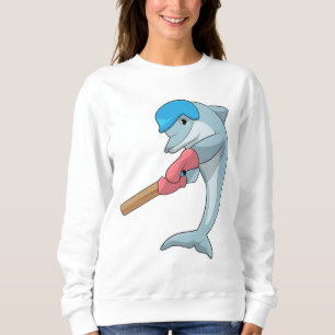 Dolphin auf Cricket mit Cricket-Fledermaus Sweatshirt