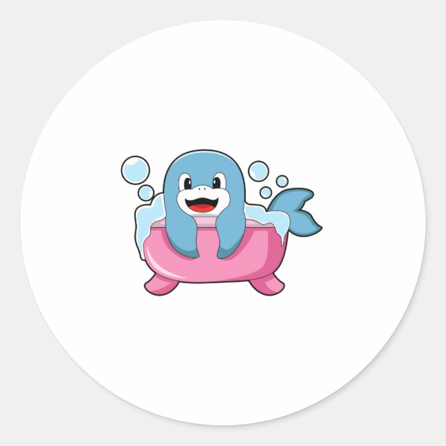Dolphin auf der Badewanne Runder Aufkleber (Vorderseite)