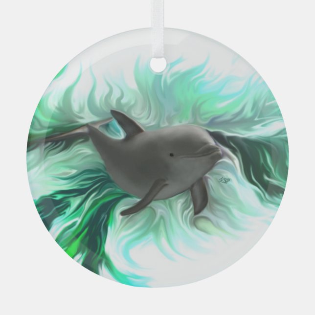 Dolphin Baby Ornament Aus Glas (Vorderseite)