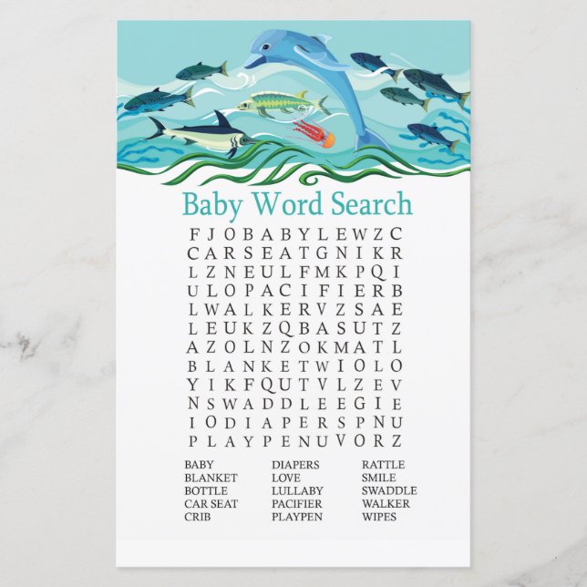 Dolphin Baby Shooter Word Search Game (Vorderseite)