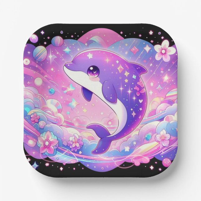 Dolphin-Babydusche Pappteller (Vorderseite)