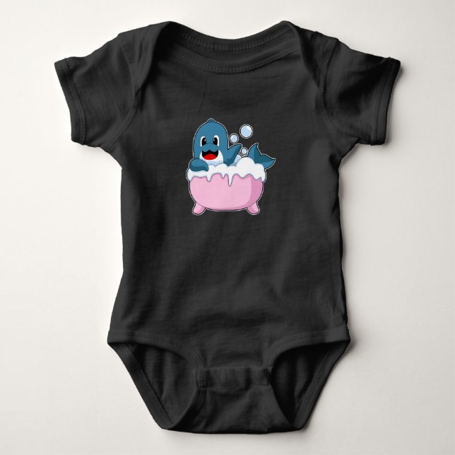 Dolphin Bathe Bathtub Baby Strampler (Vorderseite)