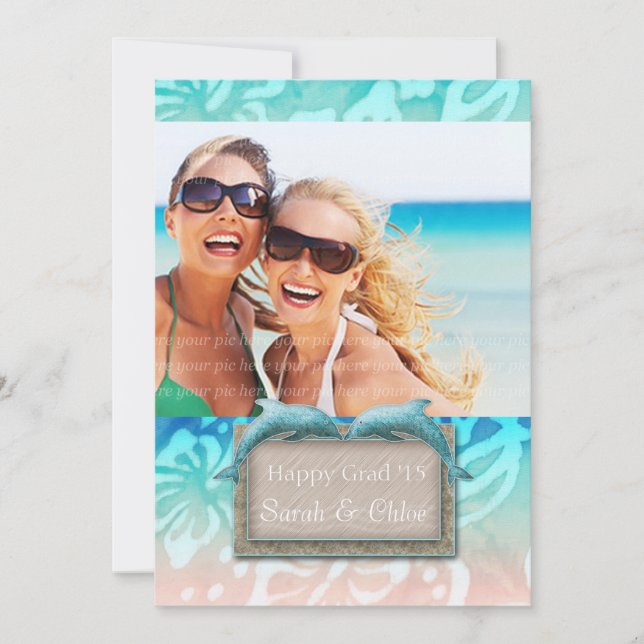 Dolphin Beach Grad Luau Party Ankündigung Foto (Vorderseite)