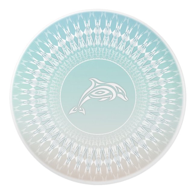 Dolphin Beach Style Mandala Keramikknauf (Vorderseite)