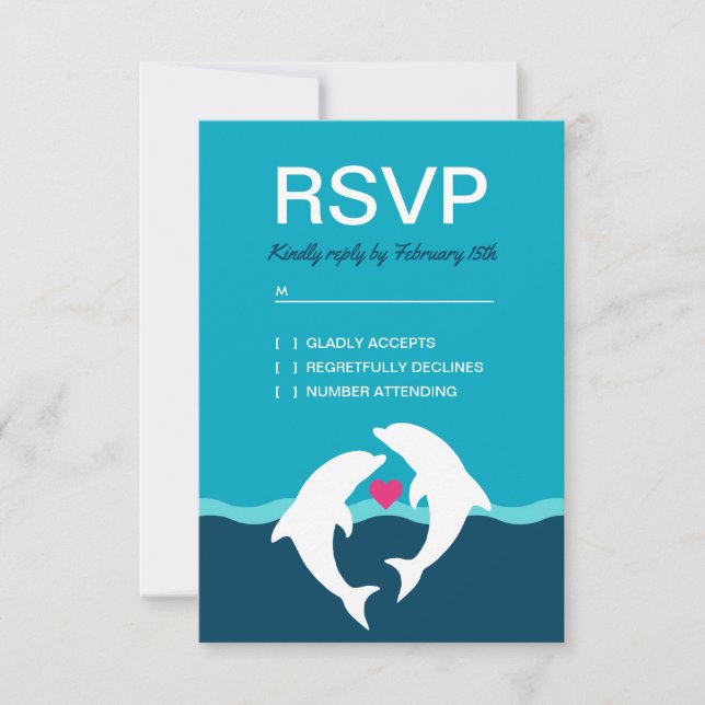 Dolphin Beach Wedding UAWG RSVP Karte (Vorderseite)