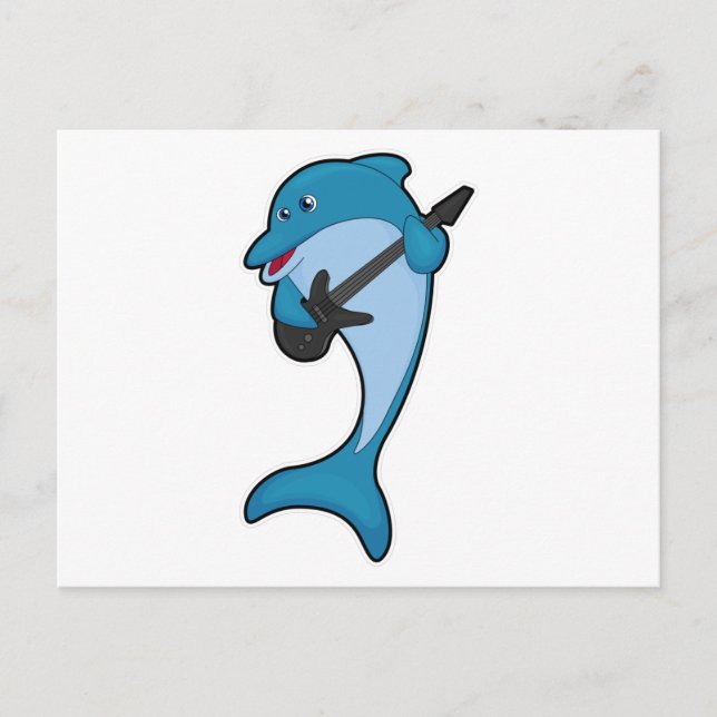 Dolphin bei Musik mit Gitarre Postkarte (Vorderseite)