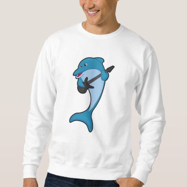 Dolphin bei Musik mit Gitarre Sweatshirt (Vorderseite)