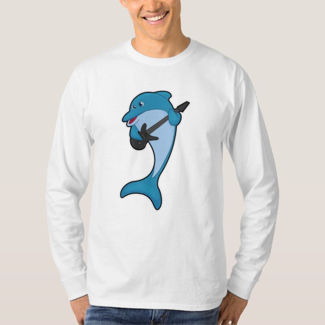 Dolphin bei Musik mit Gitarre T-Shirt (Vorderseite)