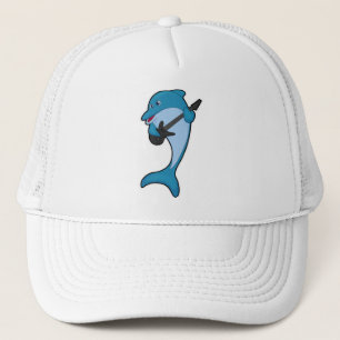 Dolphin bei Musik mit Gitarre Truckerkappe