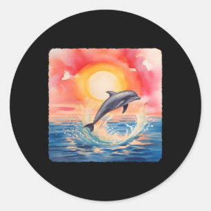 Dolphin bei Sonnenaufgang Dolphin Jumg bei Sonnena Runder Aufkleber